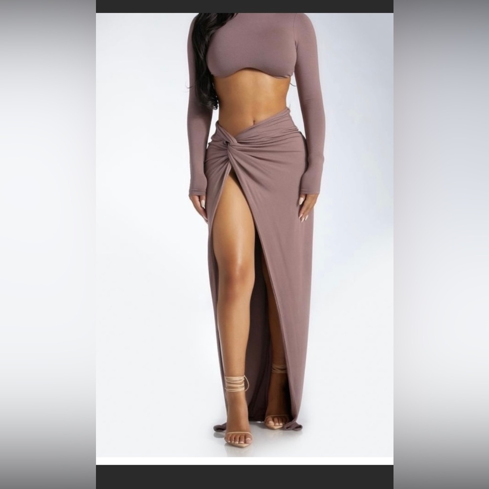 So Twisted Maxi Skirt - Naked Wardrobe -TOFFEE